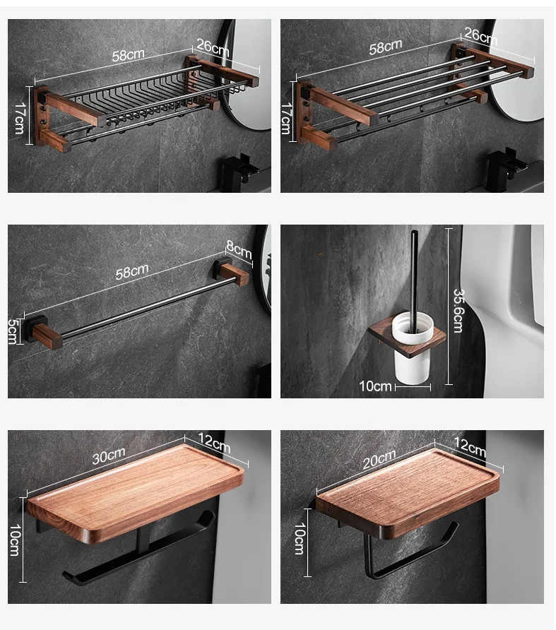 Description Picture 5 of itemWalnut Bathroom hardware pendant towel bar towel ring paper holder shelf for selection