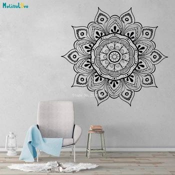

Large Size Detailed Flower Mandala Wall Decals Vinyl Sticker Indian Lotus Interior Vinyl Home Decor Murals Unique Gift YT4029