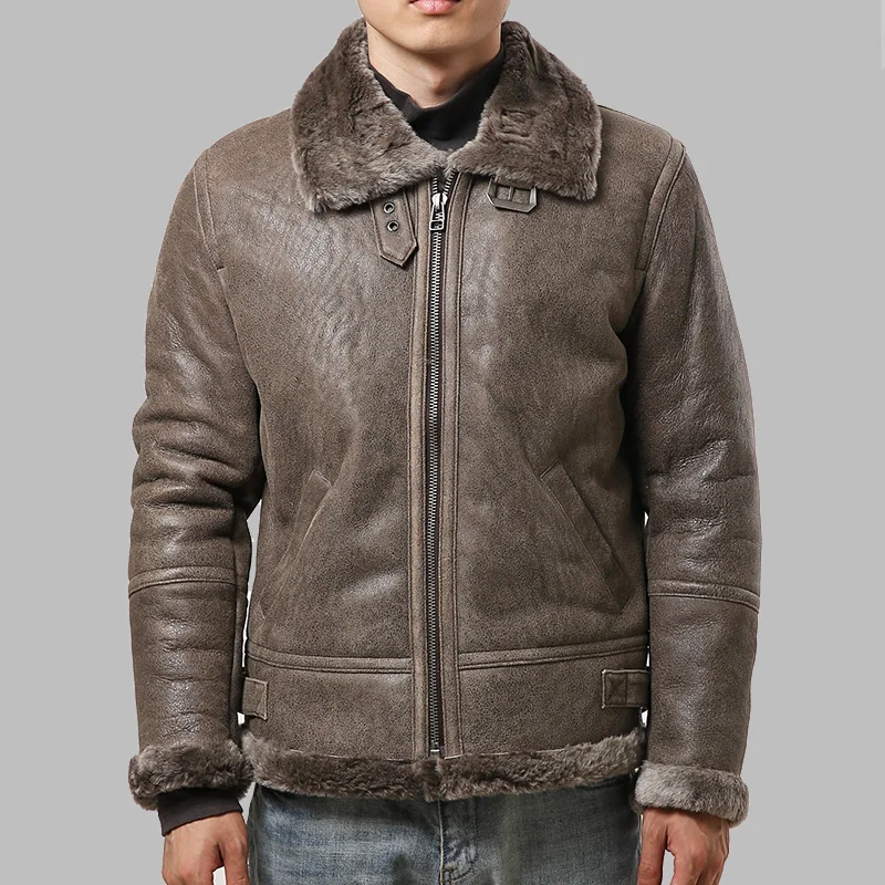 Great Value 22059 Read Description! Asian size super quality warm genuine sheep fur leather jacket mens winter shearling fur coat