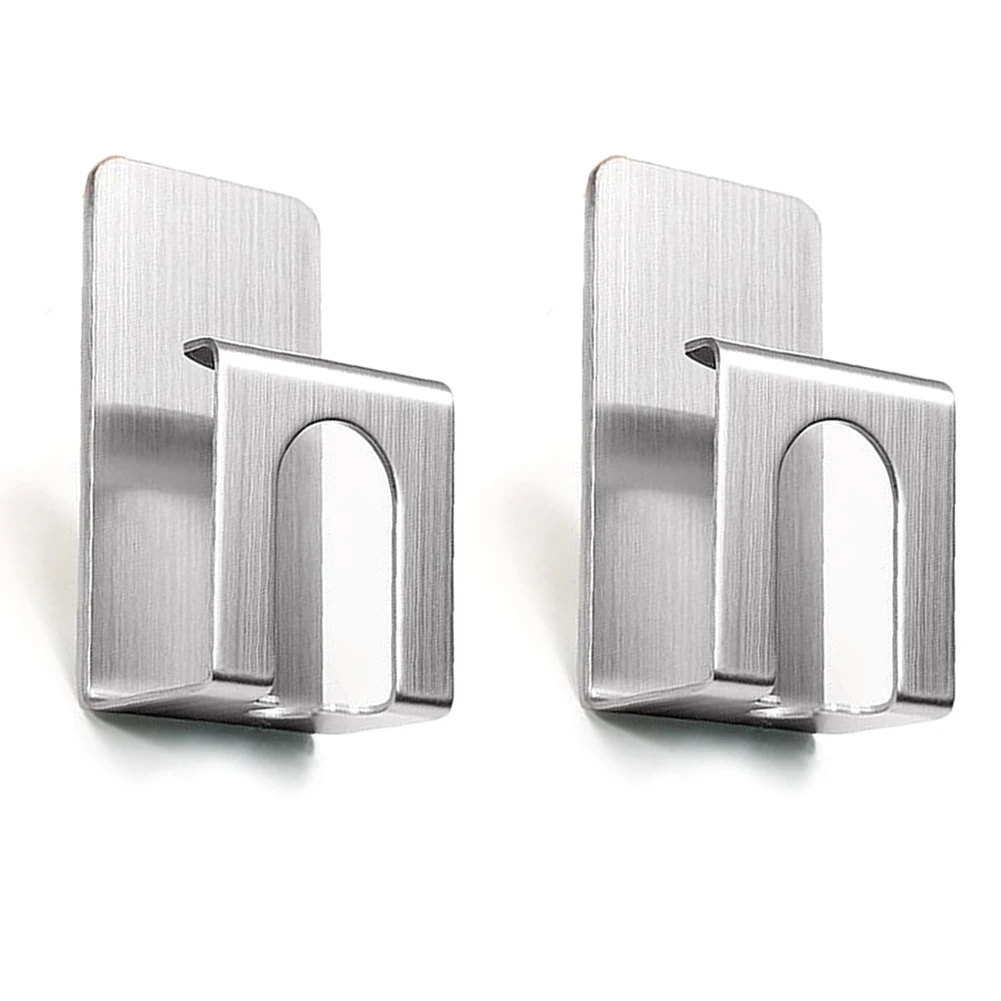 

2pcs Wall-mounted No Drilling Self Adhesive Home Bracket Single Storage Stainless Steel Strong Loading Brushed Toothbrush Holder