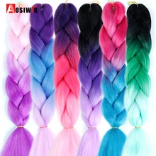 AOSIWIG 2" Ombre Jumbo синтетические плетеные волосы крючком 100 г/упак. афро оптом розовый синий фиолетовый синтетические волосы