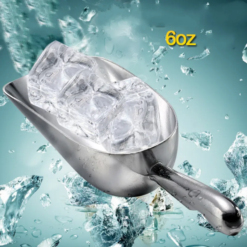 

6OZ Ice Tube Scraper Aluminum Spice Powder Spoon Food Sugar Tea Nut Shovel Multifunctional Round Bar Pub Scoop