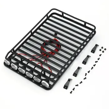 

Roof Rack Luggage Carrier with 6 White LED Light Bar for 1/10 RC Crawler Truck D90 Axial SCX10 90046 D110 Model Toy