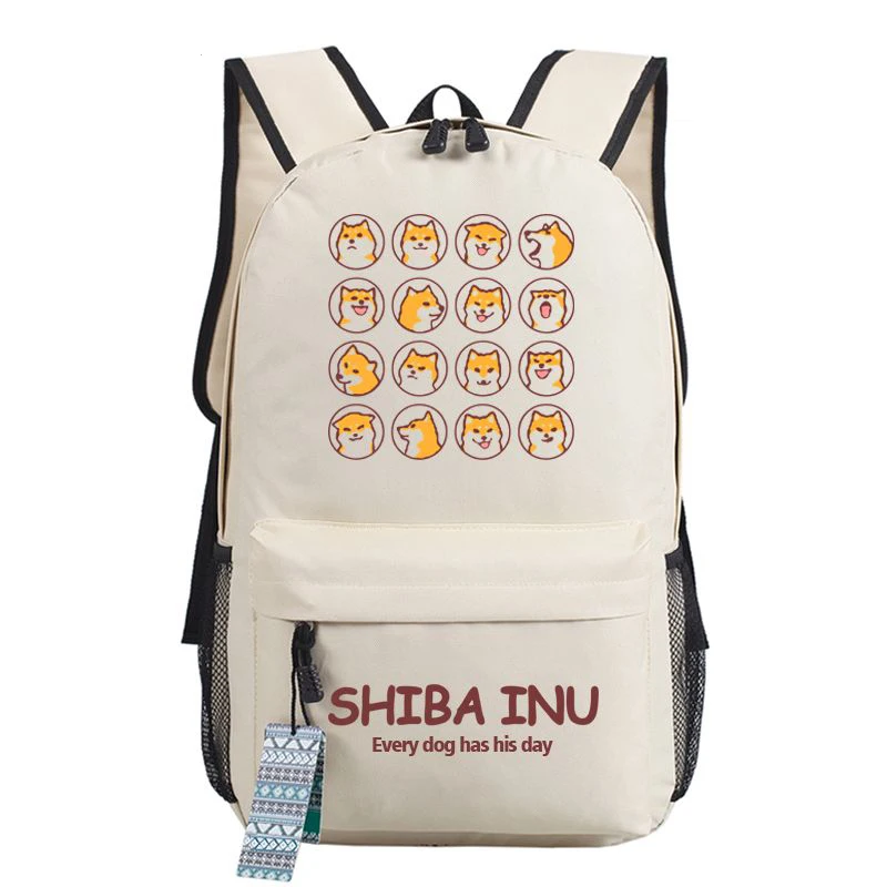 Shiba Inu Doge, женский рюкзак со смайликом, Оксфорд, школьные сумки для путешествий, Mochila Feminina, подарки, рюкзак для ноутбука, милый хаски, сумка для книг