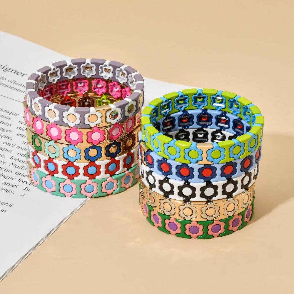 Bracciale Donna Braccialetto Regalo Regali Braccialetto A Maglie di Catena Braccialetto di Fascino Smaltato Colorato alla Moda per Le Donne B22038P