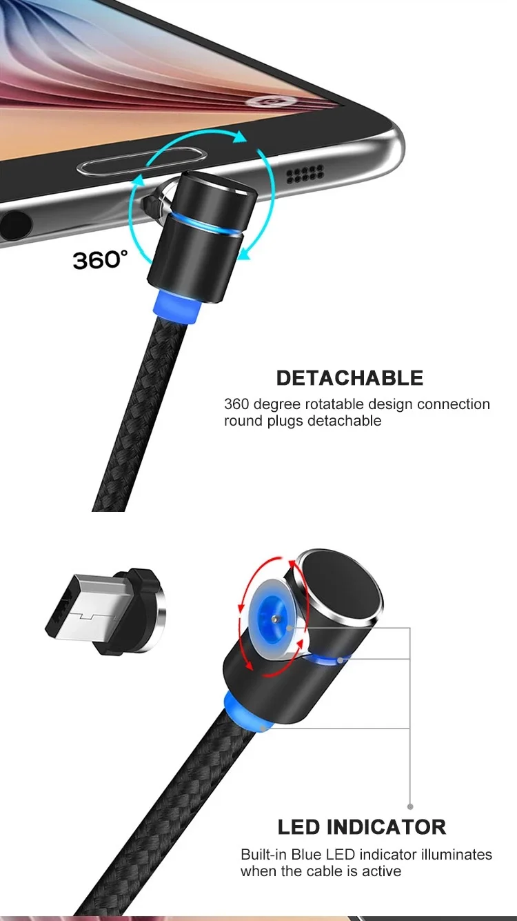 Магнитный кабель hifish 3A Micro Usb type C для быстрой зарядки телефона Usb C светодиодный светильник для XSMAX Android Phone 1M 2M