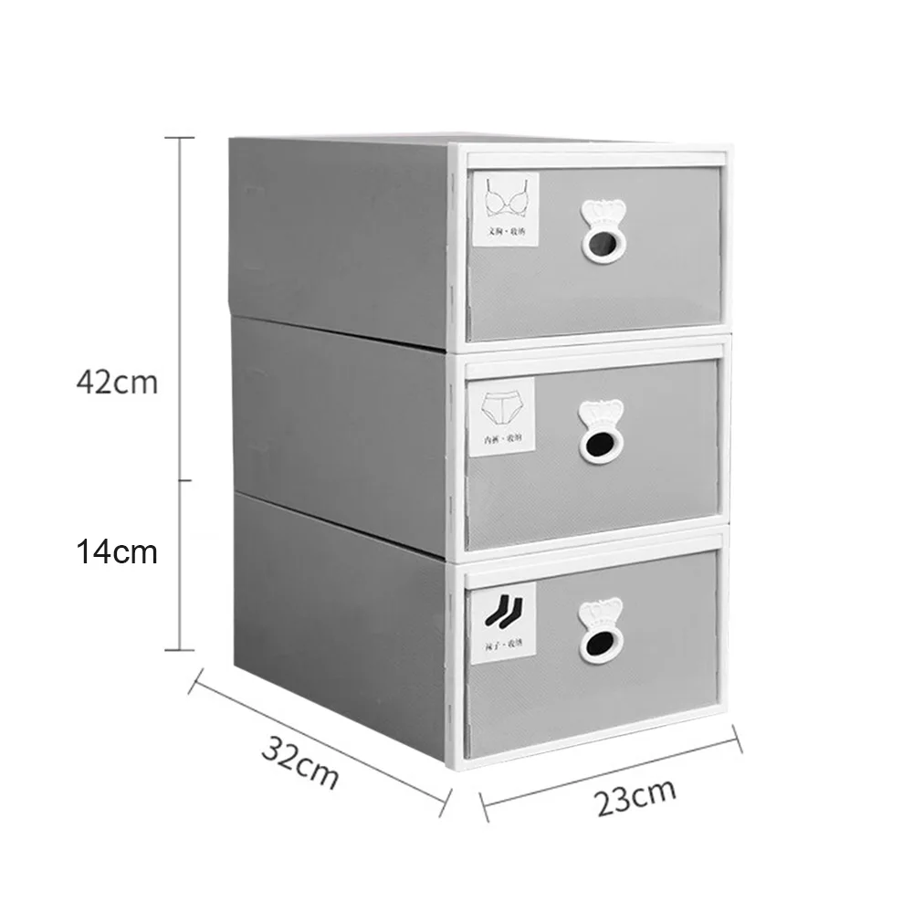 3 шт./компл. прочный пластиковый ящик для хранения тумба с выдвижным ящиком, чехол для мелочей, нижнее белье, чехол для одежды, органайзер для украшения дома