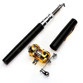 

Fishing Rod Outdoor Stream Portable Pocket Telescopic Mini Fishing Pole Pen Shape Folded River Lake Fishing Rod With Reel Wheel