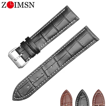 

ZLIMSN Genuine Leather Watchband For Tissot Longines Omege huami amazfit huawei gt Gear S2 S3 Universal watch strap