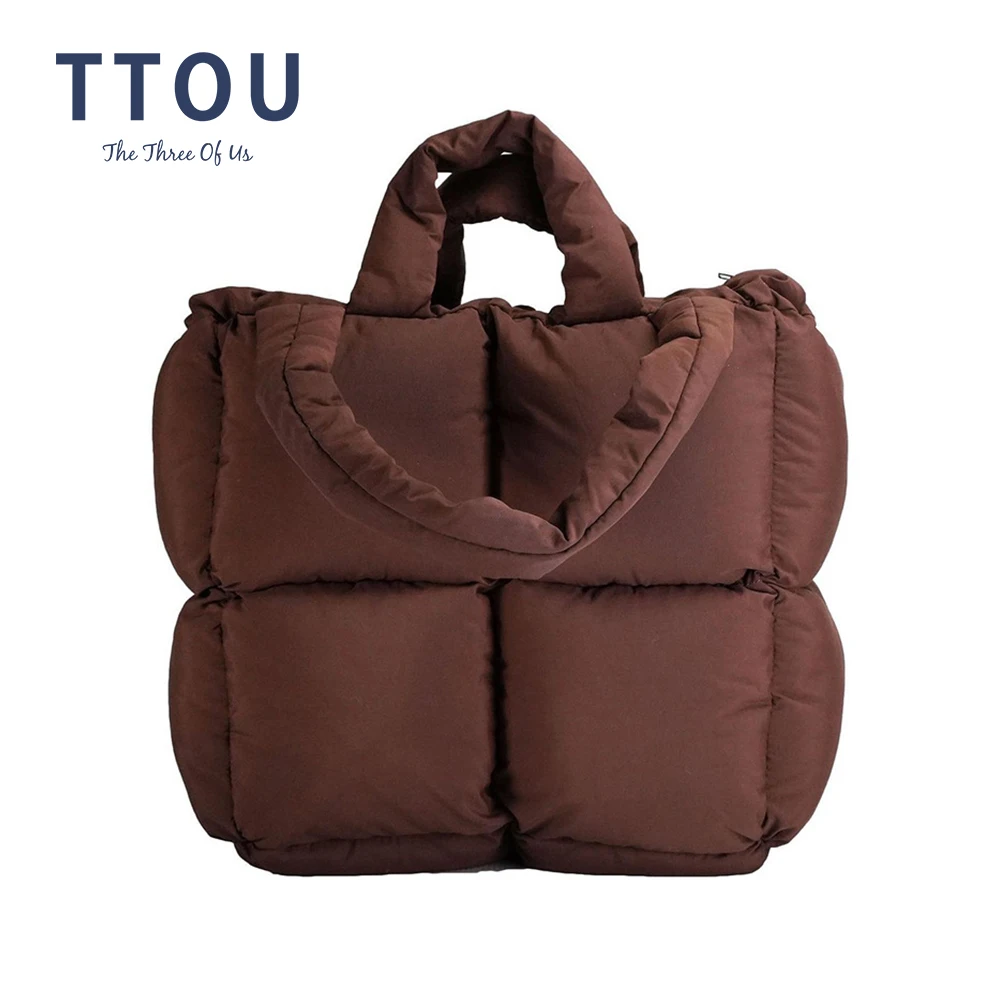 Fashion Woven Women Padded Nylon Shopper Bag Soft Casual White Female Handbag Lady Cotton Shoulder Winter Quilted Duvet | Багаж и сумки