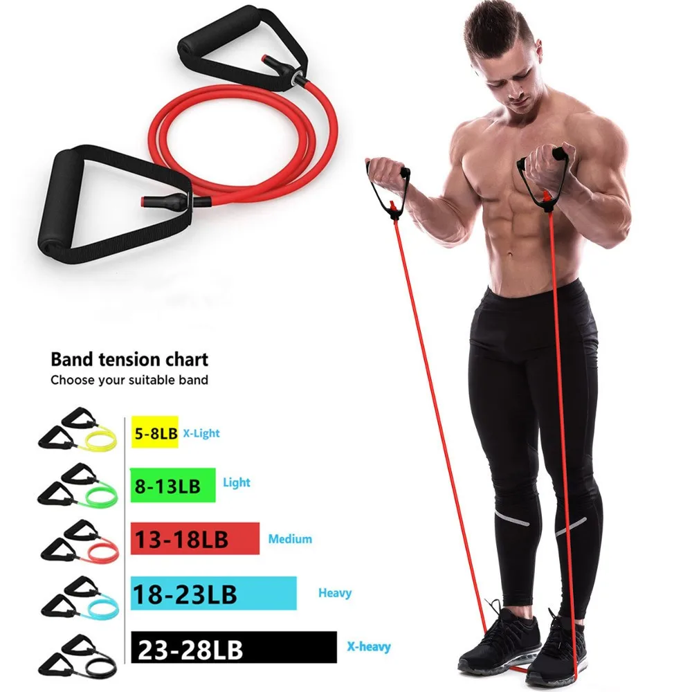 Faixa elástica com 5 níveis de resistência, com alça, yoga, exercício, fitness, treinamento de força, casa|Faixas de resistência| - AliExpress