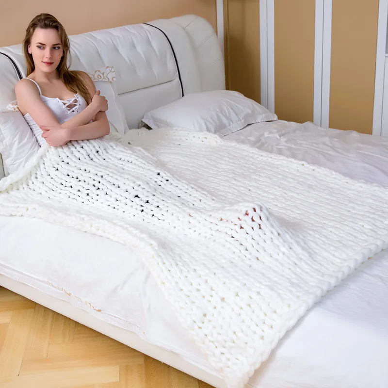 Новинка, нордическое вязаное шерстяное одеяло ручной работы, объемное вязаное одеяло, домашний текстиль, одеяла, теплое массивное вязаное одеяло, объемное одеяло для дивана