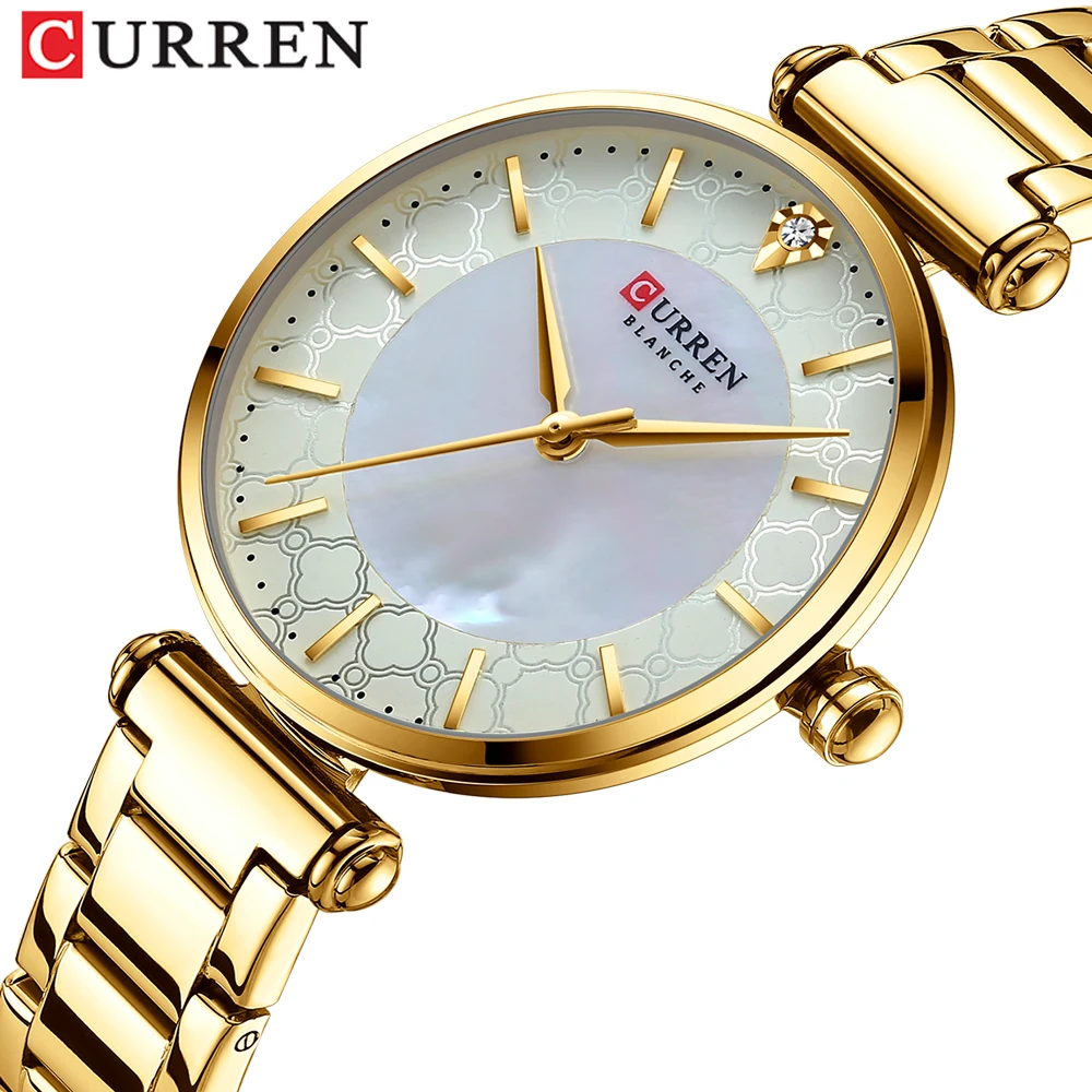Cheap CURREN Watches for Women New Fashion Quartz Watch with Stainless Steel Bracelet Thin 8bWZw5YWREb