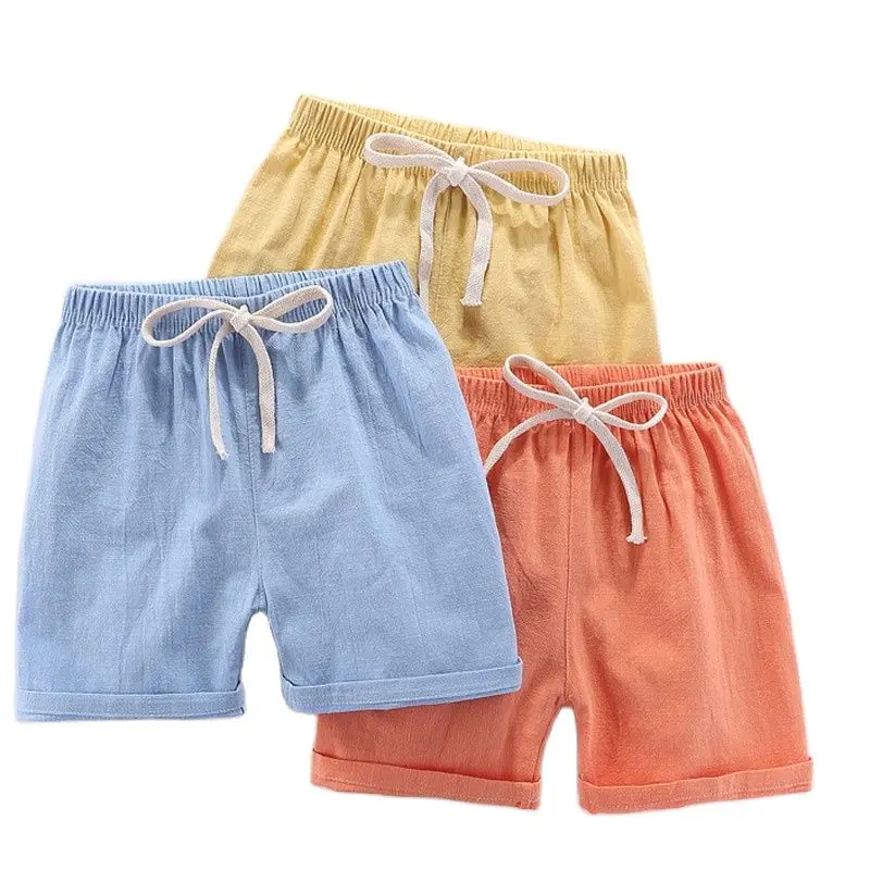 Boy Kids Shorts Children Summer Linen Cotton Short Pants For Boys Toddler Shorts Casual Clothing 3-8 Years Children's Clothing