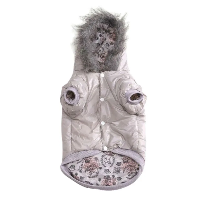 Теплые зимние собаки; утепленное Детское пальто костюм из полиуретана осень щенок худи PU куртки устойчива к грязной - Цвет: Серебристый