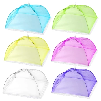 

6 Pack Large Pop-Up Mesh Food Cover Tent,17 Inches Food Protector Covers Reusable and Collapsible Outdoor Picnic Food