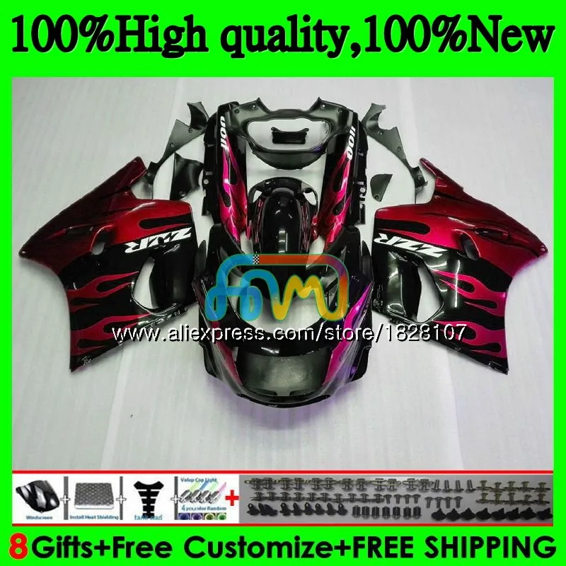 ZX-11 для KAWASAKI ZX11 ZX-11R ZZR 1100 ZX 11R 8BS. 0 ZZR1100 ZX11R 93 94 95 96 97 1993 1994 1995 1996 1997 обтекатель красным пламенем