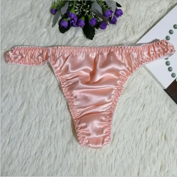 PINK Женские атласные трусики, стринги, сексуальные трусы, шелк, стринги, женское нижнее белье, трусики для девушек, женские трусики, стринги - Цвет: PINK