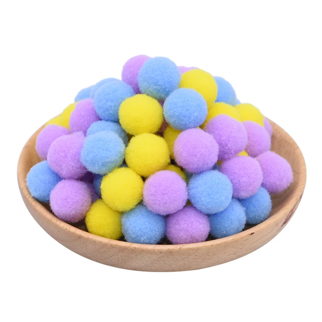100pcs 15/20/25mm Fluffy Soft Pompom Ball DIY Handmade Kid Toy Doll Garment Sewing Material Color Pom Poms Decor Supplies Crafts c12