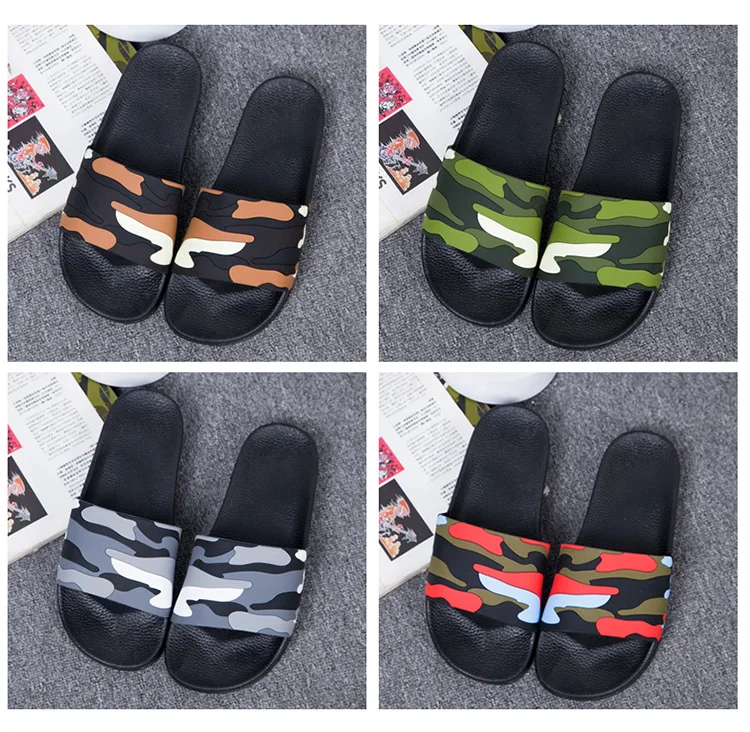 verano nuevo cómodo antideslizante suave inside zapatos planos moda camuflaje pareja zapatillas interior y exterior zapat