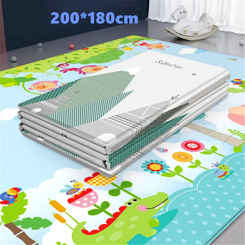Большой детский игровой коврик 200x180 см складной для детей ясельного возраста