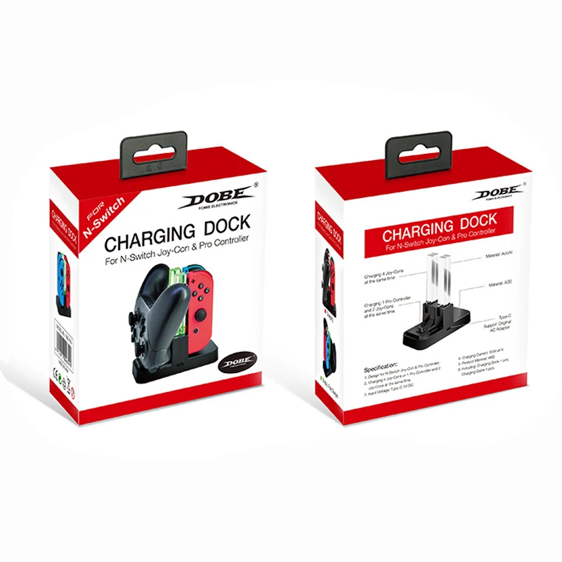 Зарядная док станция 4 в 1 для контроллера Nintendo Switch Joy con светодиодное зарядное