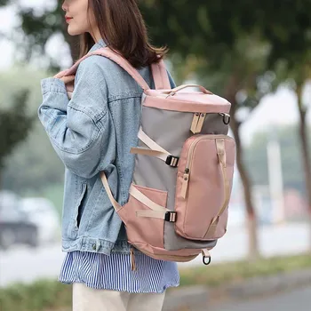 

2019 New Fitness Bag Women's Oxford Cloth Travel Bag Contrast Independent Shoe Warehouse Fashion Sports Outdoor Backpack Gym Bag