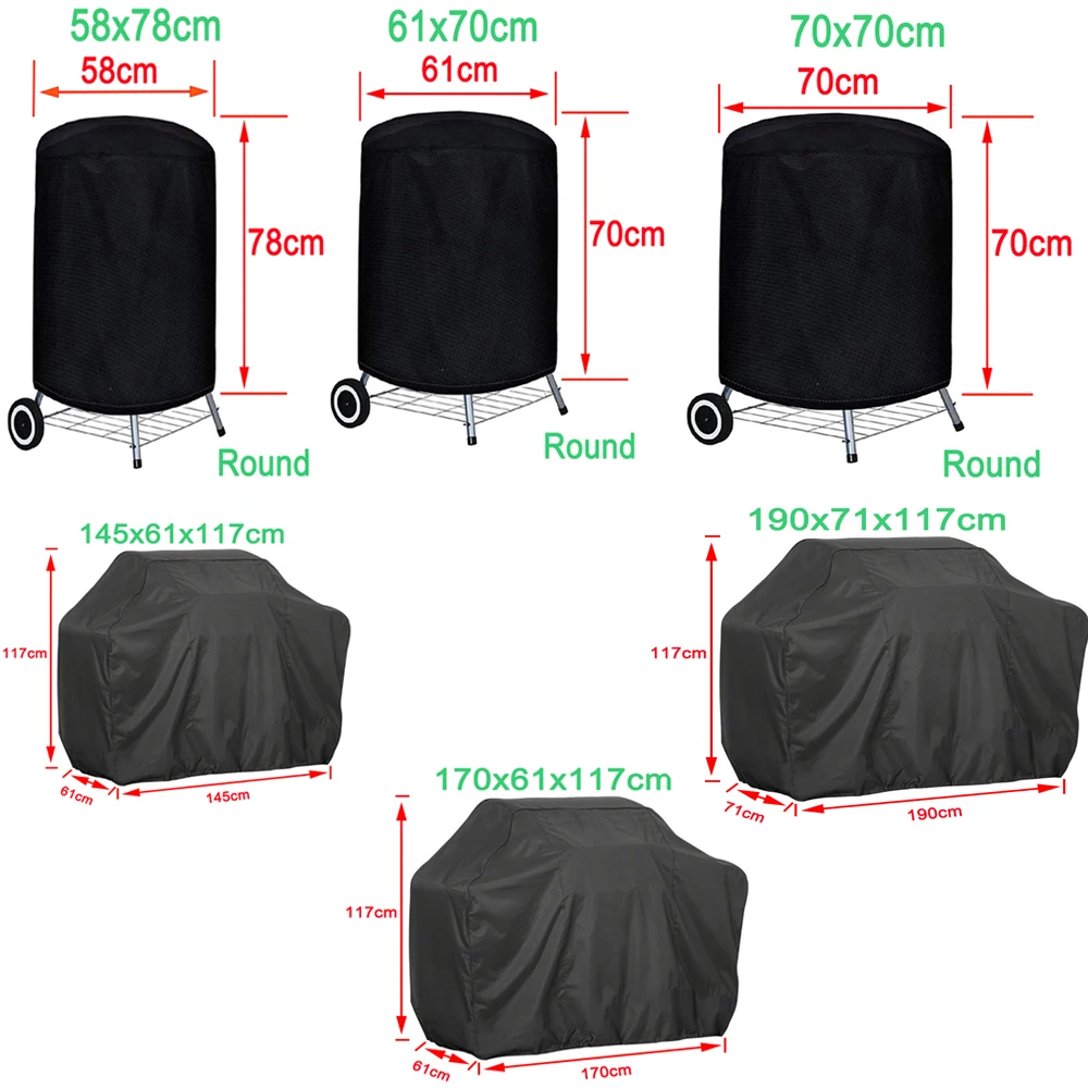 Nero Barbecue Copertura Di Polvere All'Aperto Impermeabile Weber Heavy Duty Griglia Di Copertura Della Pioggia Di Protezione Outdoor Barbecue Copertur