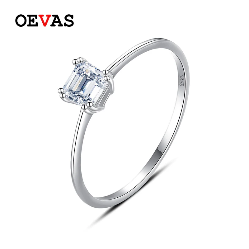 Женские обручальные кольца OEVAS из 100% стерлингового серебра 925 пробы с квадратным