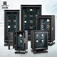 Fingerprint Unlock Automatic Watch Winder Luxury Wood Watch Storage Box Touch Control and Interior Backlight Watches Safe Box