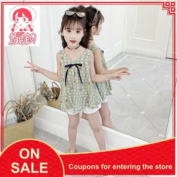 

Girls summer shorts suit print dress European and American style clothes girls princess dress birthday party robe dress