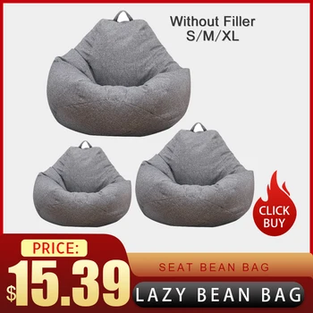 

Lazy Bean Bag Chair Cover Without Filler Linen Cloth Lounger Seat Bean Bag Pouf Puff Couch Tatami Living Room Large Small Sofas