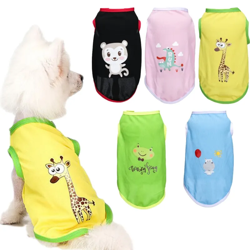 Ropa de verano para perro, chaleco para perro pequeño, Sudadera para perro bulldog Francés, ropa para perro, estampado bonito chaleco para gatos mascota, Camiseta de algodón