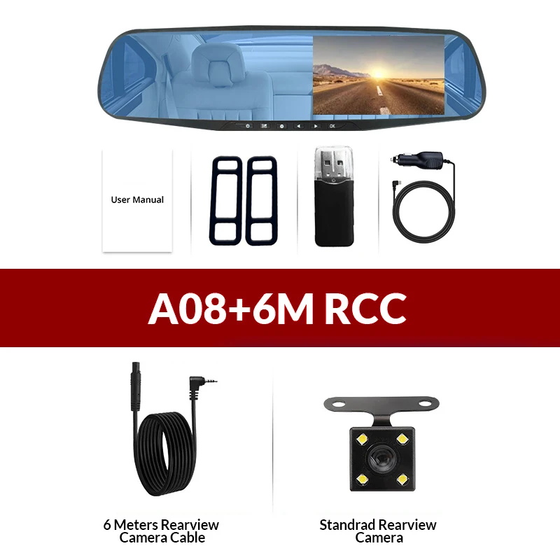 Цифровой видеорегистратор для вождения автомобиля dvr камера Full HD 1080P 4," ночное видение зеркало заднего вида двойной объектив монитор парковки видеорегистратор - Название цвета: G236783