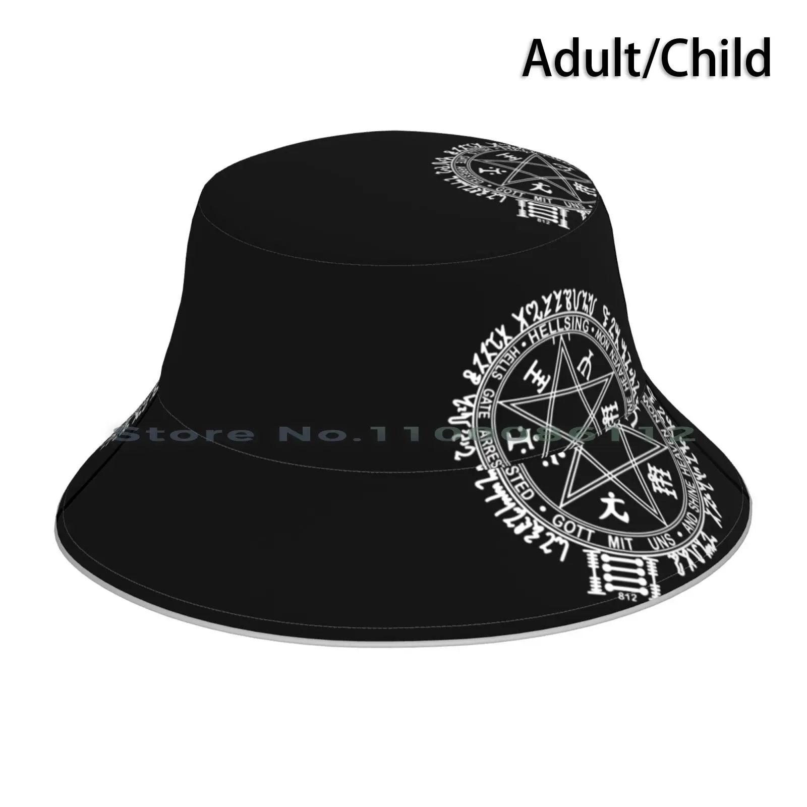 Hellsing Insignia-White Bucket Hat Sun Cap Alucard Hellsing Vampire Integra Dracula Dark Goth Japan Anime Manga Logo Symbol