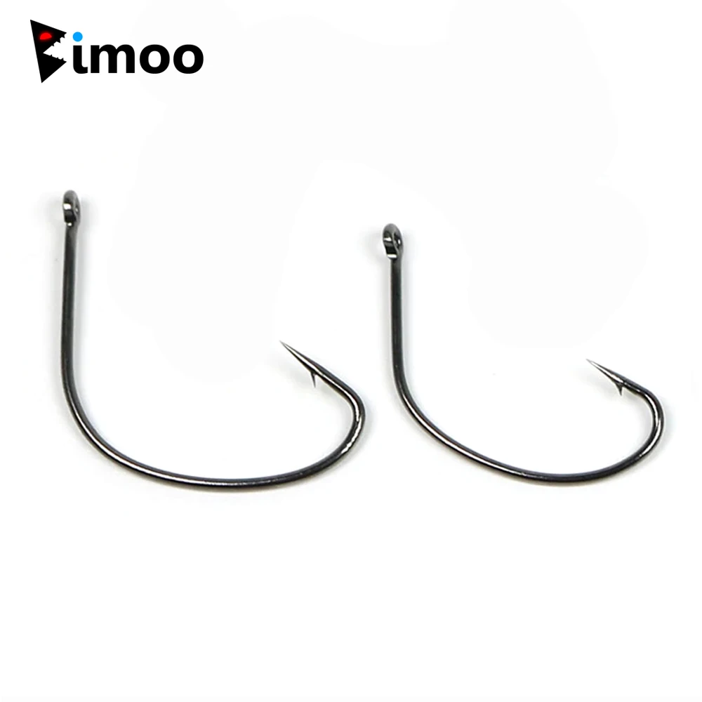 Bimoo 50PCS High-carbon Steel Live Lure Shiner Fishing Hook Straight Eye  Saltwater Freshwater Bass Hooks Black Nickel #6 - #5/0