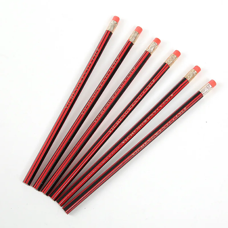 

1 Pc Red wooden pencils HB pencil with eraser head Mirui Stationery