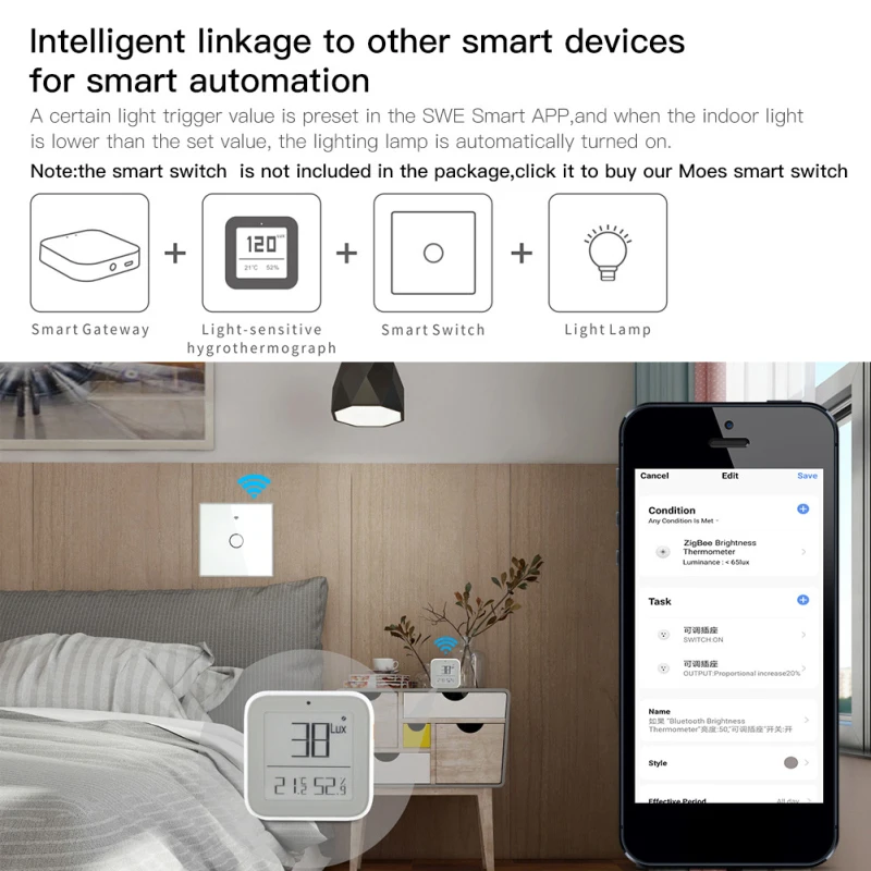 Temperatura e Sensor de Umidade com Tela Funciona com Vida Tuya Zigbee Wifi Casa Inteligente Led Suporte Vida App 10 sensor de umidade com tela led funciona
