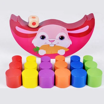 

Cute Montessori Toy Kids Rabbit Balance Building Blocks Moon Shape Wooden Toys Kids Early Eduacation Blocks Gift Baby Toys