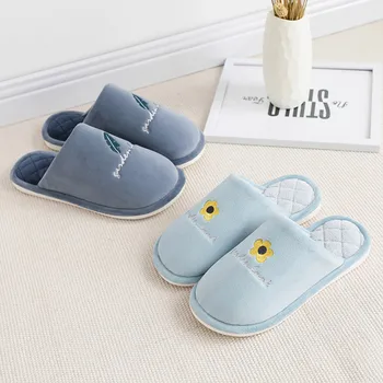 

Women Slides Couples Floral Warm Non-slip Floor Home Bedroom Slippers Indoor chinelos mulher claquette femme chaussure 2019