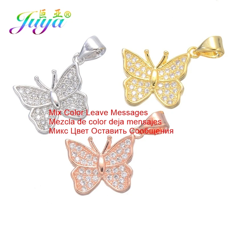 Juya 6 шт./лот DIY золото/серебро/розовое золото бабочка Шарм Подвески для женщин модные браслеты ожерелье изготовление сережек - Окраска металла: Mix Color