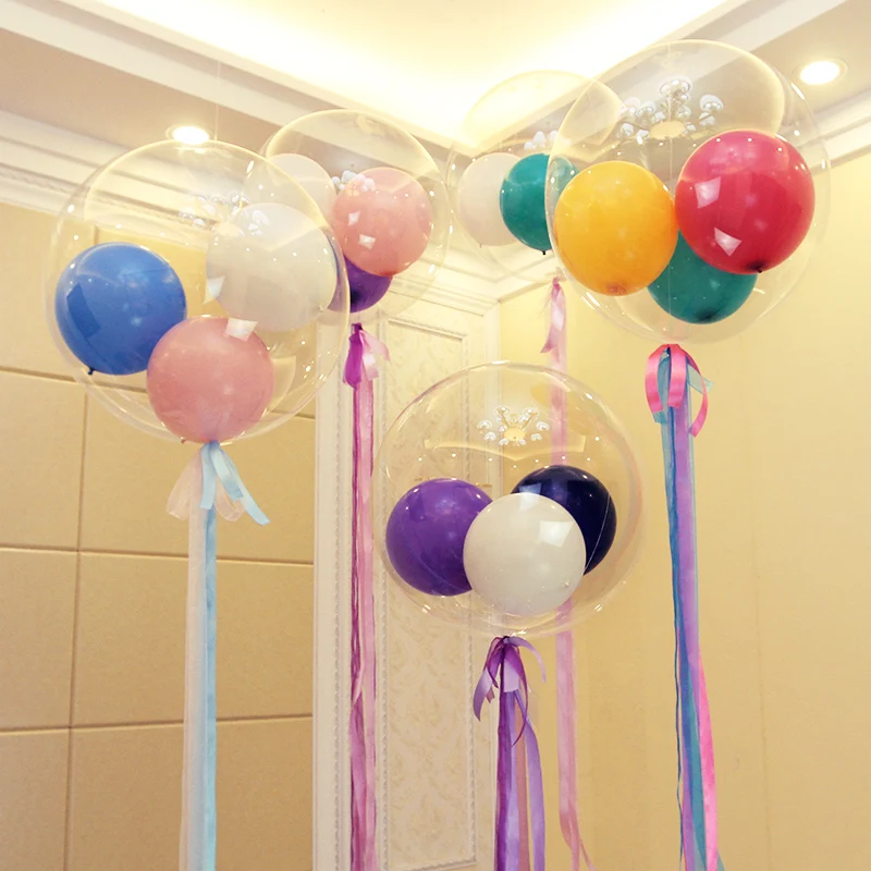 

18 Inch Transparent Bobo Balloon PVC Helium Confetti Balloons Wedding Birthday Party Decoration Baby Shower Air Ballons Favor