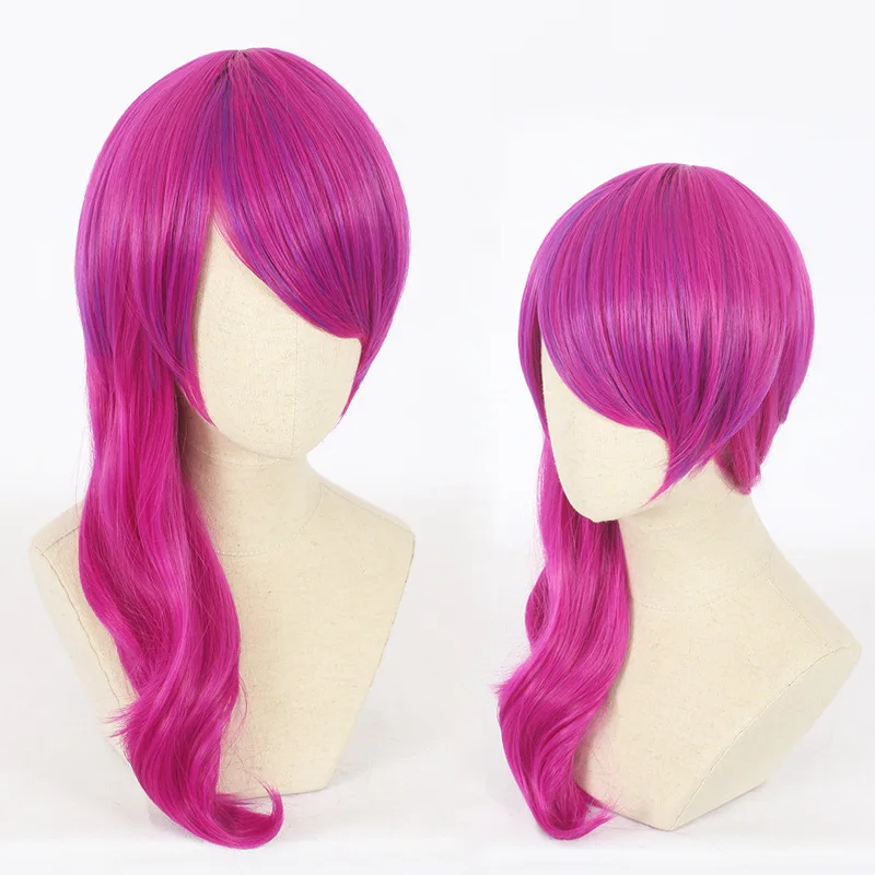 Game Character LOL KDA Evelynn Cosplay Wigs 50cm Rose Red Heat Resistant Synthetic Hair Perucas Wig + Cap | Тематическая одежда и