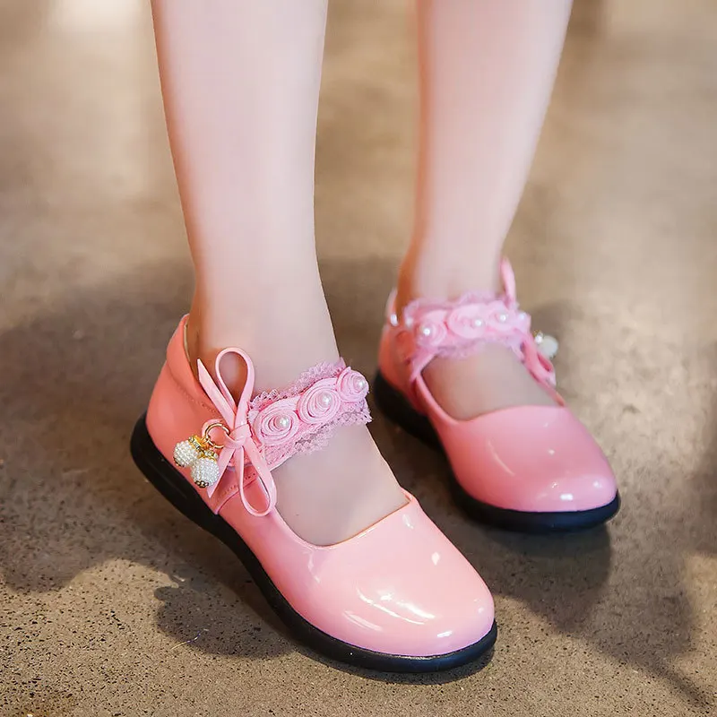 Zapatos de piel con lazo de moda para niños y niñas, zapatillas de fiesta escolar, 3, 4, 6, 7, 8, 10, 11, 12 años - Madre y niños