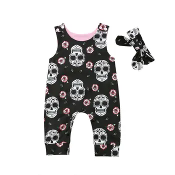 

Newborn Baby Boy Girl Sleeveless Romper Jumpsuit Headband 2Pcs Outfit Clothes 6-18Months