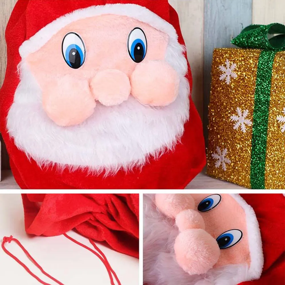 Санта Клаус лицо подарок мешок шнурок полиэстер Рождественское украшение