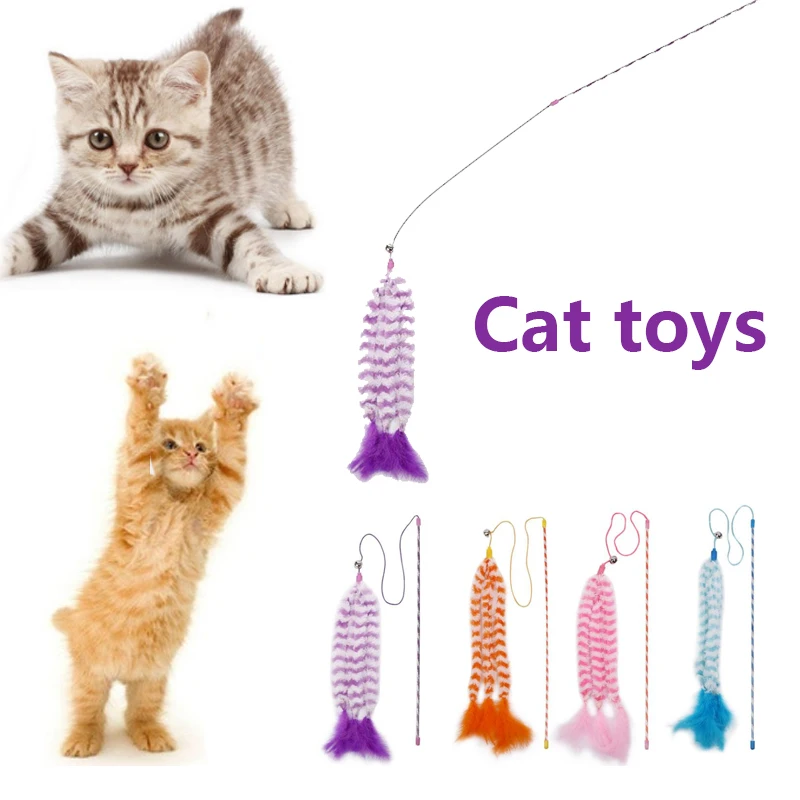 Кошачья кошка кошачья палочка удочка для ловли, игрушка для кошки, Интерактивная игрушка для кошки, случайный цвет