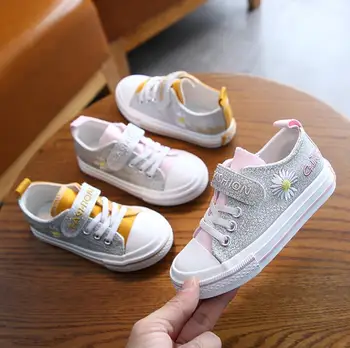 

New Girls Canvas Casual Shoes Kids Sneakers Autumn Pink Flat Running Shoes Breathable Fashion Children Student Sport Shoes