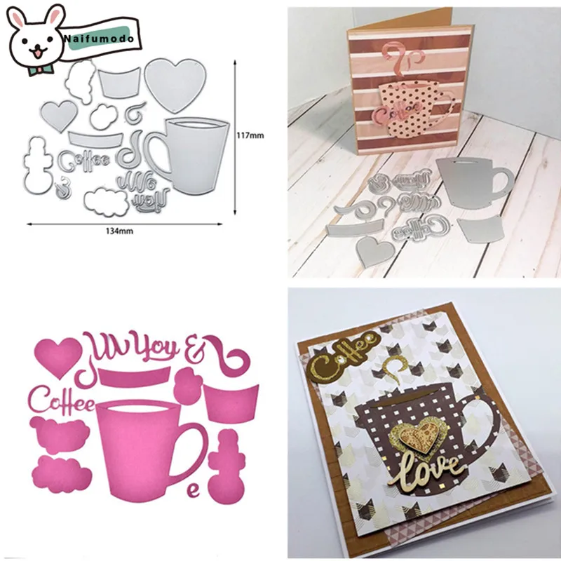 

Naifumodo Coffee Cup Metal Cutting Dies for Scrapbooking New 2019 Die Cuts for Card Making Stitch Craft Dies