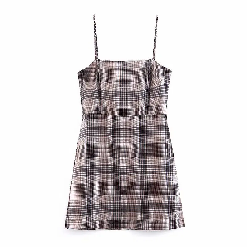 

2019 Classic Party-Style Suspender Skirt Small Dress Strapped Dress Plaid Dress Women's